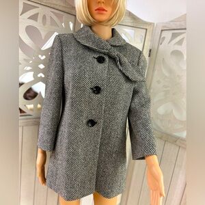 Ann Taylor Loft Wool Blend Jacket with Top collar Bow Size 8